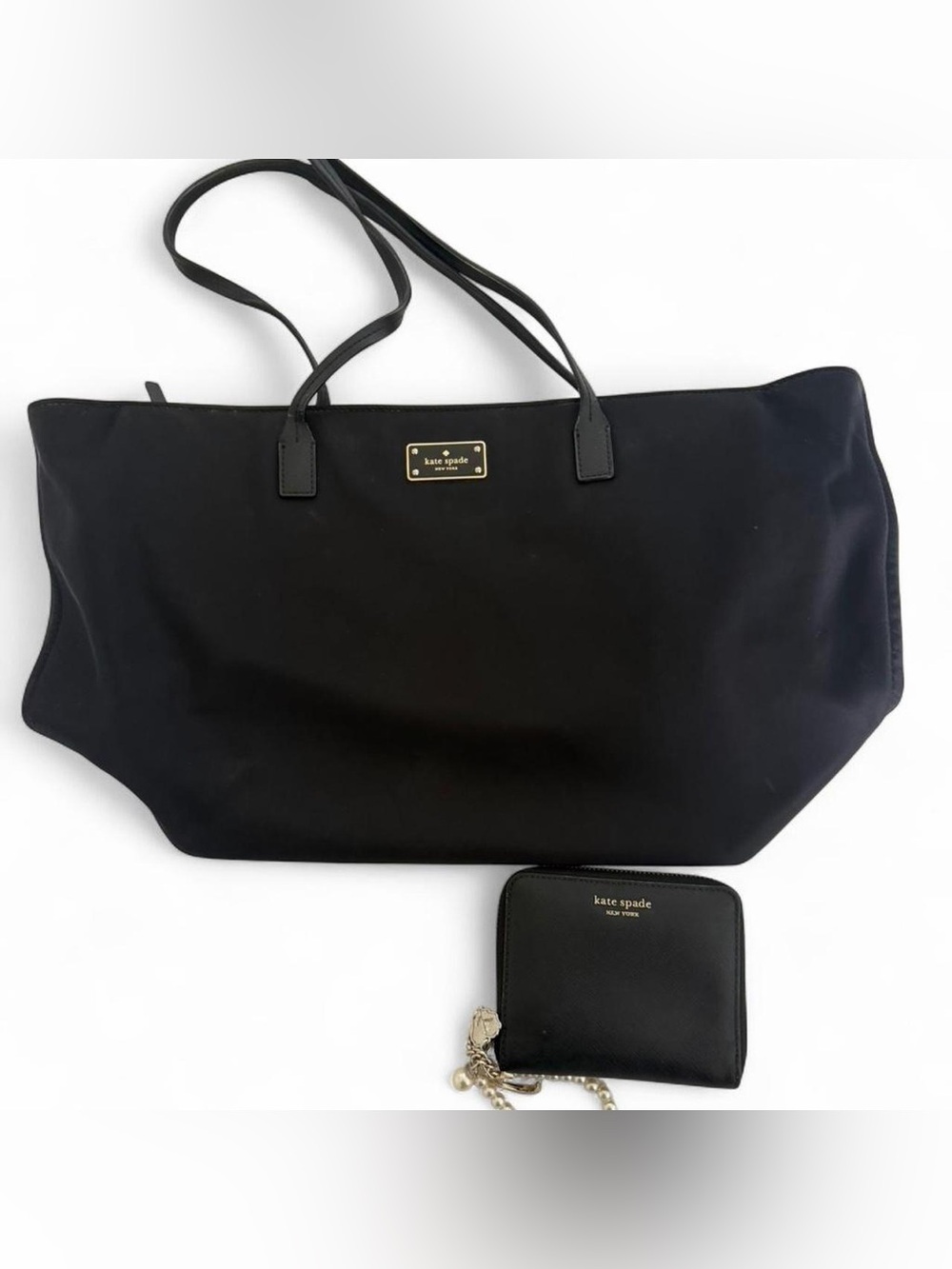 Kate Spade Blake Avenue Margareta Black Nylon Large Tote Bag and Wallet Preppy